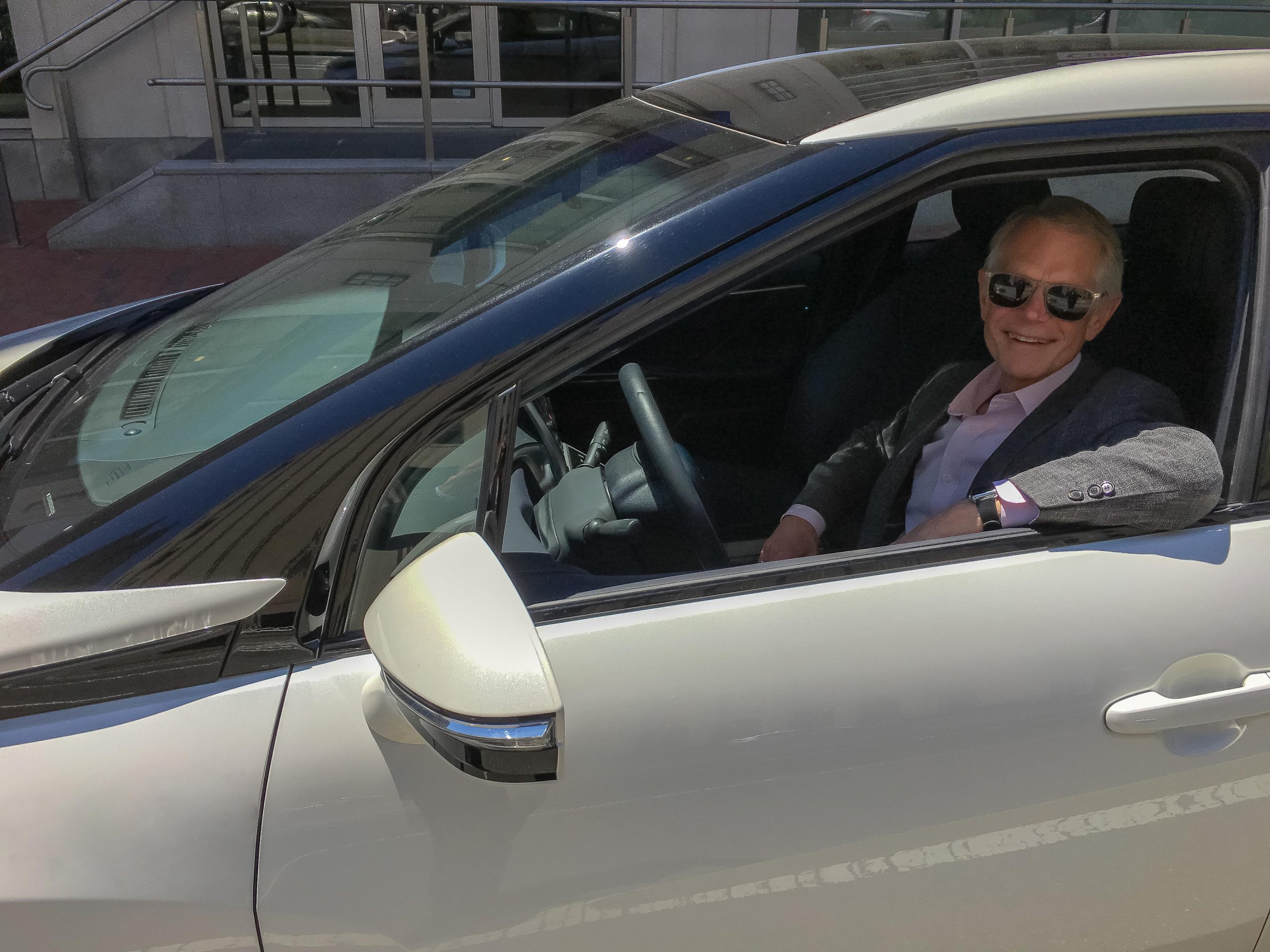 Gus Block, Director of Marketing and Corporate Development at Nuvera, testing one of the Fuel Cell Vehicles featured at the event.